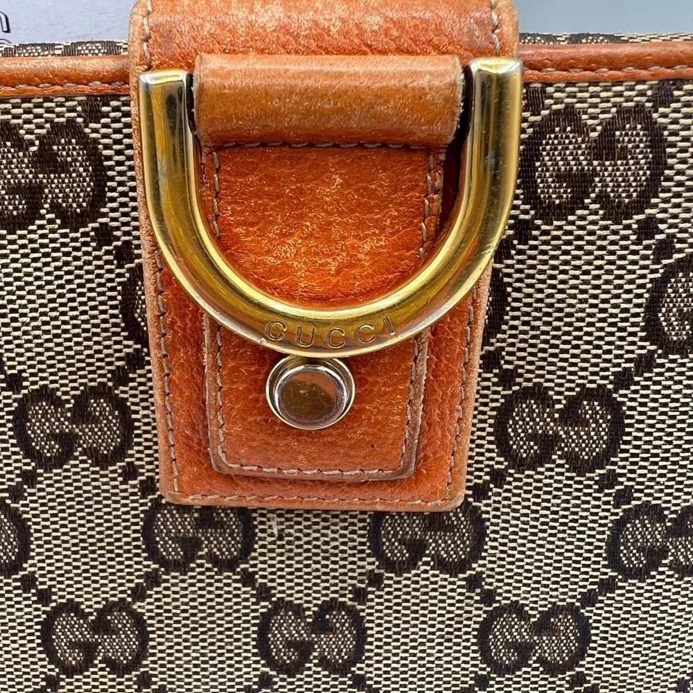 Gucci Brown and Gold Monogram Wallet - Picture 2 of 12